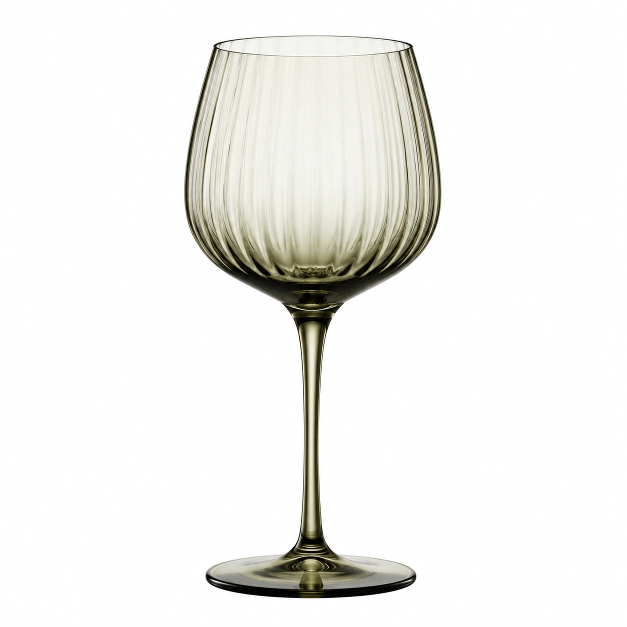 Calice da vino 550 ml in vetro verde oliva 9.5 x 23 cm a coste elegante