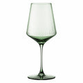 Calice da vino 450 ml in vetro verde scanalato con stelo
