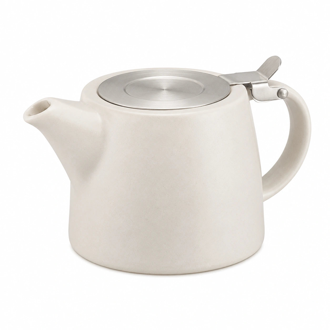 Teiera 800 ml in ceramica bianca con coperchio in acciaio inox - infusione e servizio