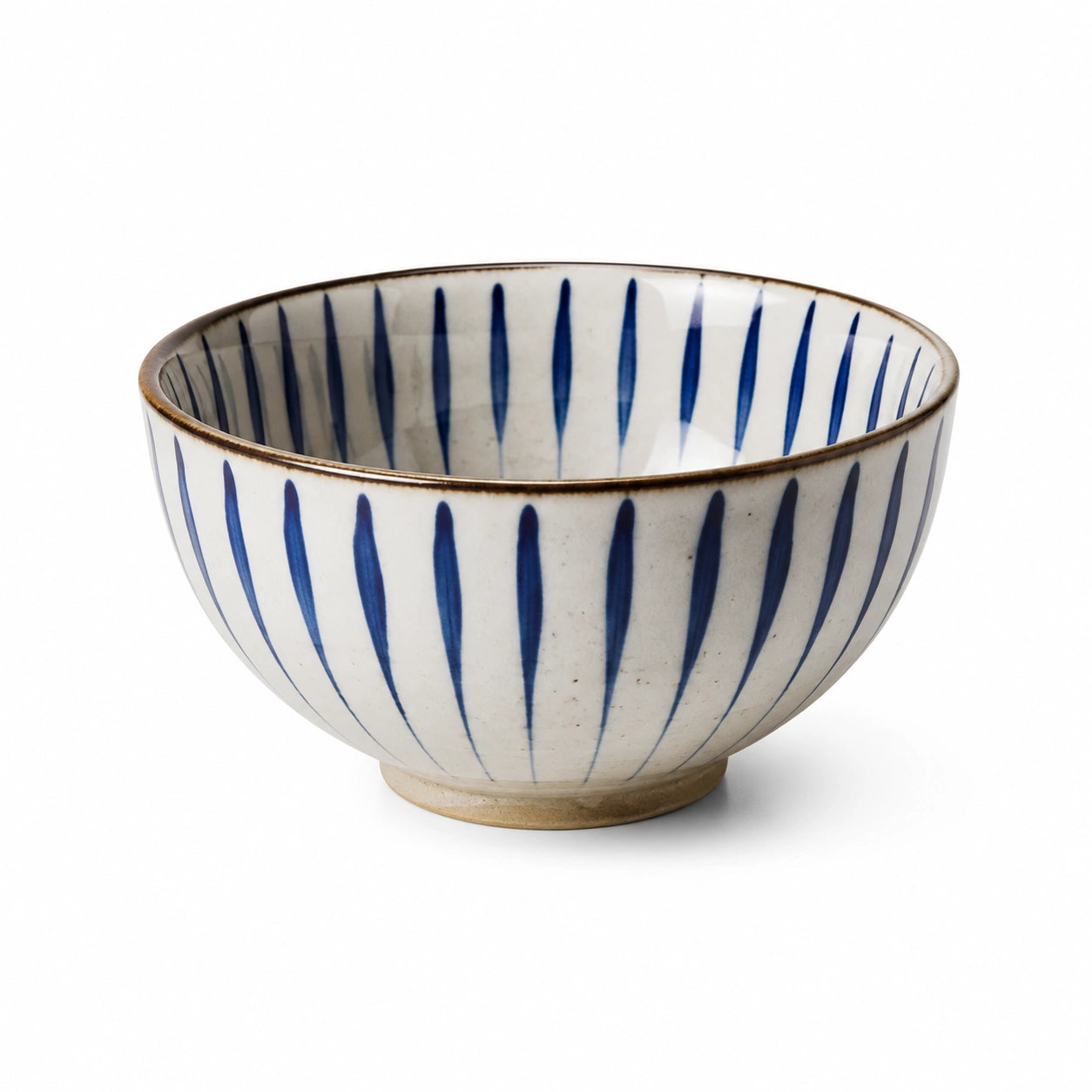 Ciotola 18 cm in ceramica bianco e blu con motivo a pennellate