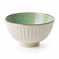 Ciotola 18 cm in ceramica bianco verde con rilievi per servire