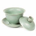 Tazza da tè Gaiwan 180 ml in ceramica verde celadon con coperchio e piattino