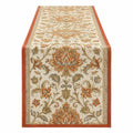 Runner da tavola 40 x 180 cm in tessuto beige e terracotta floreale stile classico