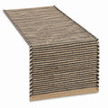 Runner da tavolo 40 x 180 cm in fibre tessili beige e nero - tessuto intrecciato decorativo