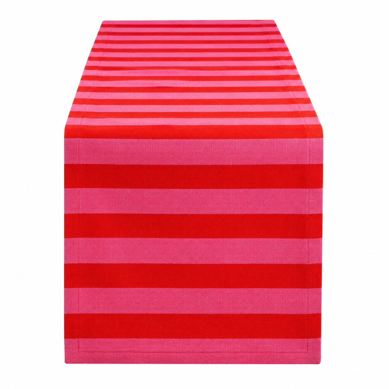 Runner da tavola 180 x 40 cm in cotone rosso e rosa a righe - tessuto decorativo