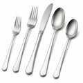 Set posate 5 pezzi 22 cm in acciaio inox argento satinato per tavola