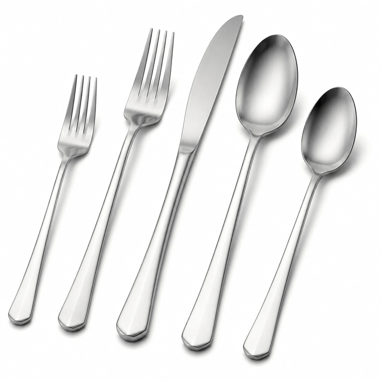 Set posate 5 pezzi 22 cm in acciaio inox argento satinato per tavola