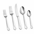 Set posate da tavola 5 pezzi 15.5-22.5 cm in acciaio inossidabile argento con finitura lucida