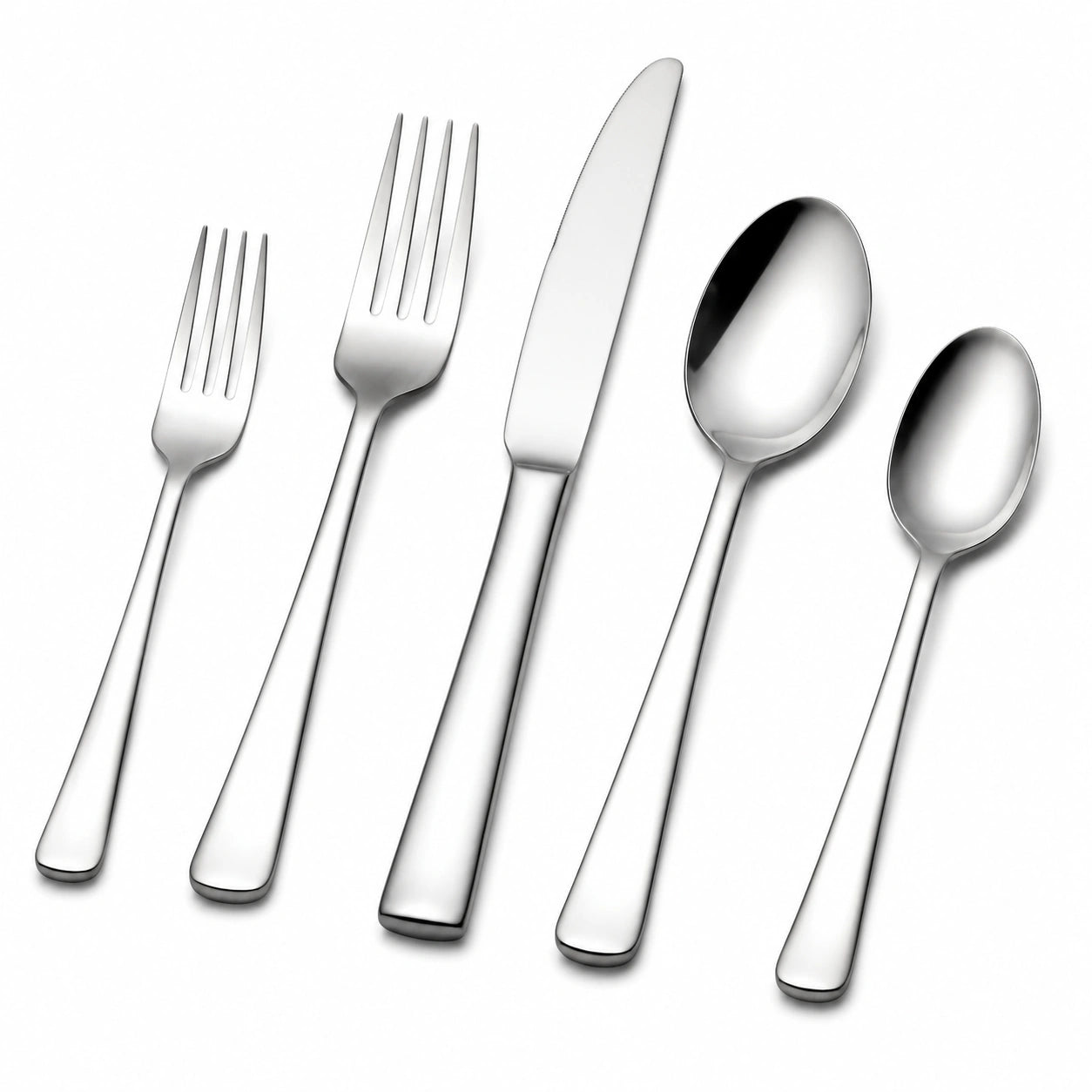 Set posate 5 pezzi in acciaio inox argento 14-23 cm stile moderno