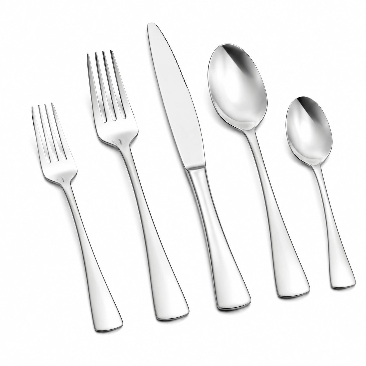 Set di posate 5 pezzi 20 cm in acciaio inox argento lucido per tavola