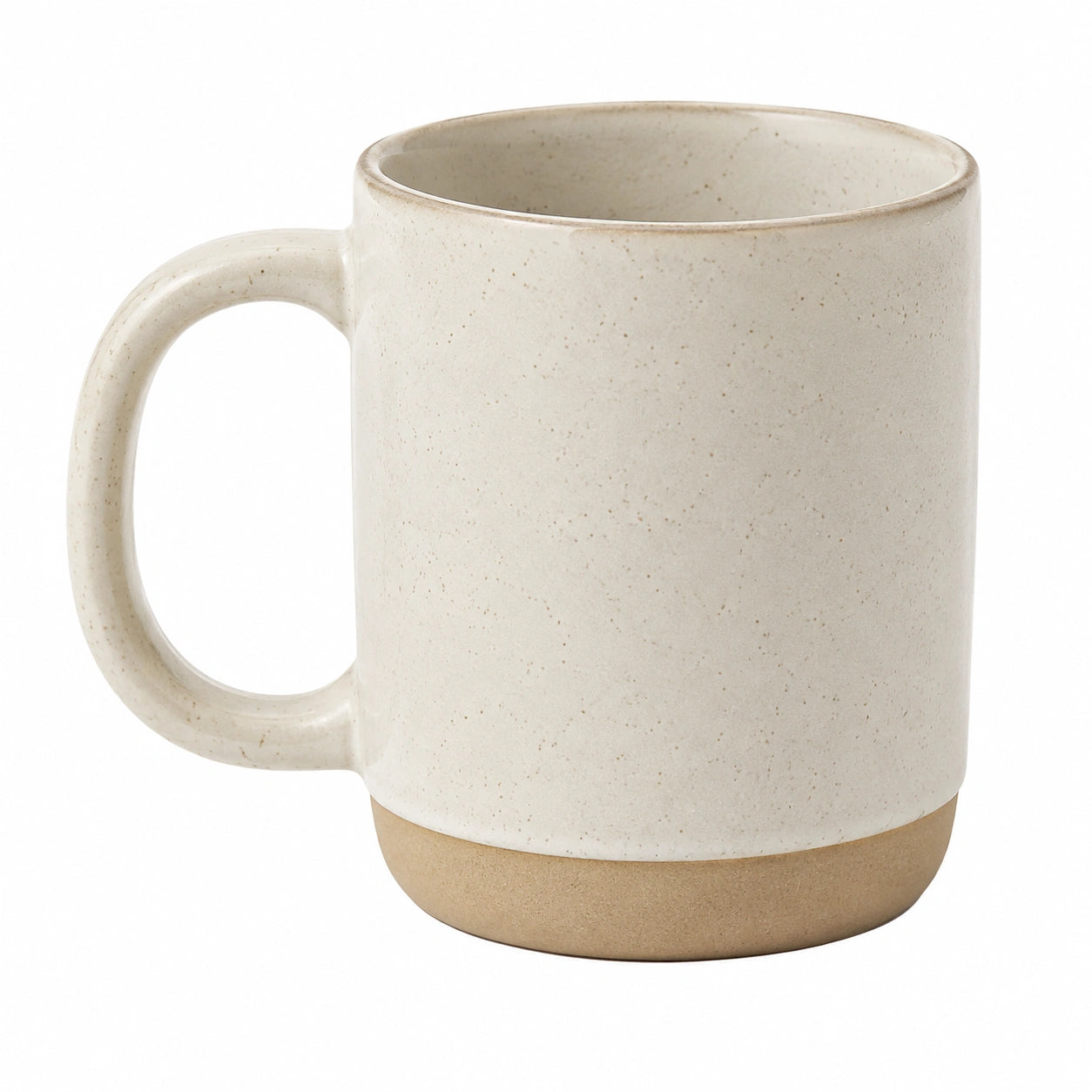 Tazza in ceramica 400 ml beige con finitura puntinata e manico