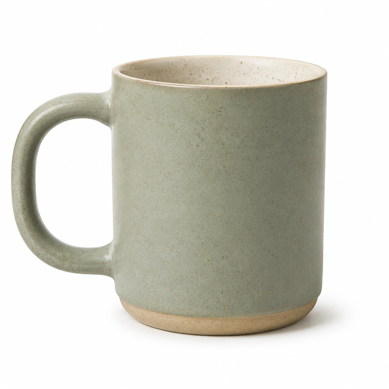 Tazza in ceramica 350 ml diametro 9 cm verde salvia con manico stile rustico