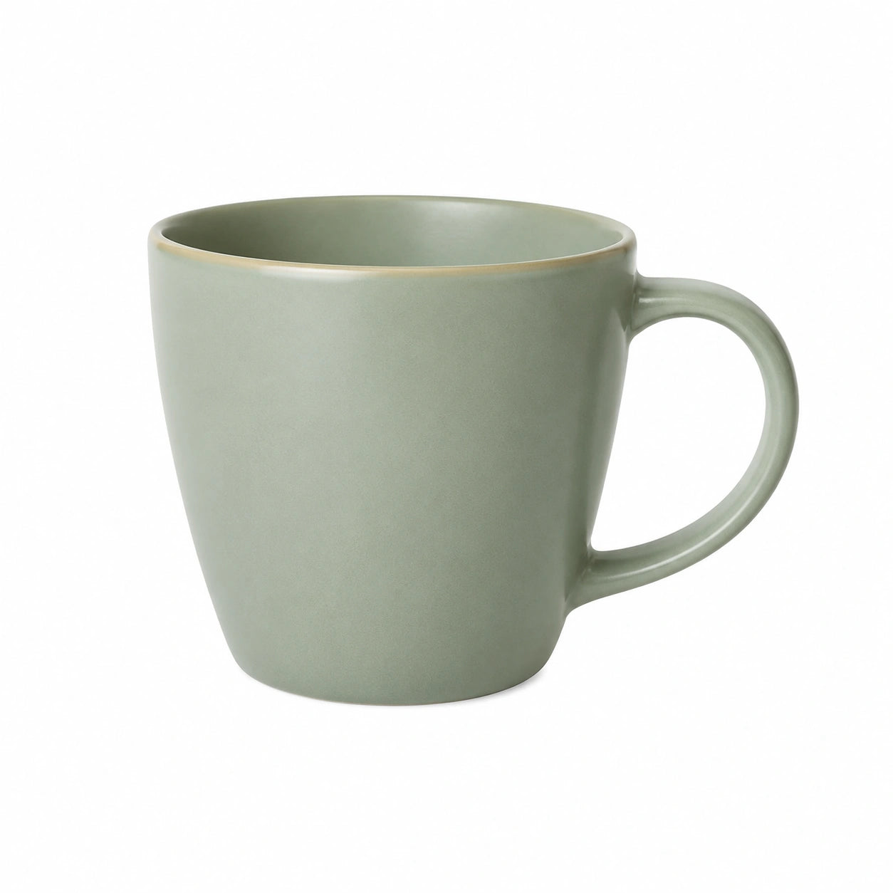 Tazza in ceramica verde salvia 350 ml - design moderno con manico