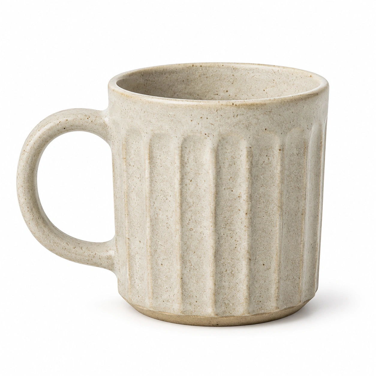 Tazza in ceramica 350 ml beige con rilievi verticali per bevande calde