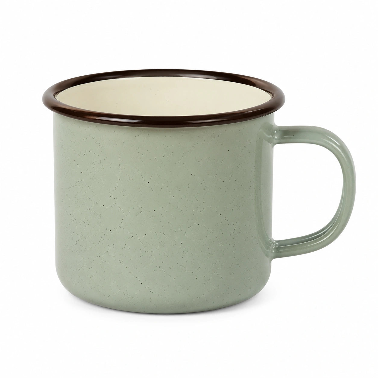 Tazza in ceramica 350 ml verde salvia con bordo marrone stile rustico
