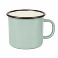 Tazza in ceramica 400 ml verde salvia con bordo marrone e manico stile rustico