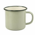 Tazza smaltata 450 ml verde chiaro con bordo verde scuro - stile rustico con manico