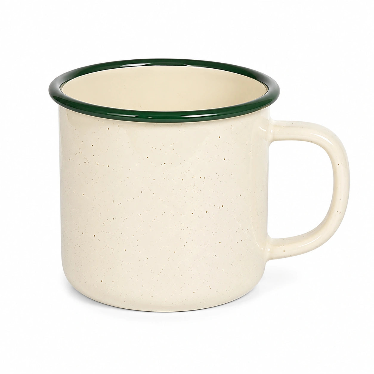 Tazza in ceramica 350 ml beige e verde - stile rustico con manico